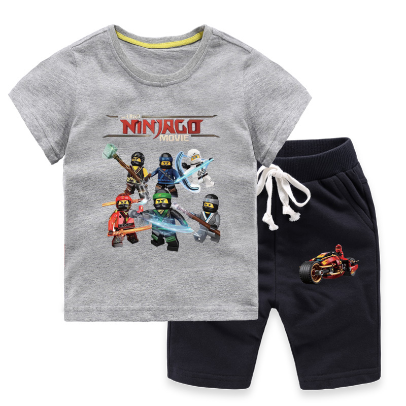 迪士尼(disney)幻影忍者乐高衣服男童短袖套装2022新款儿童宝宝纯棉