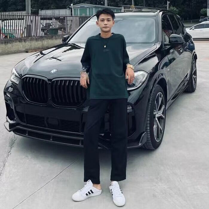 商场同款pauzto新品轻奢快手网红花百万款纯色直筒裤九分裤潮男社会