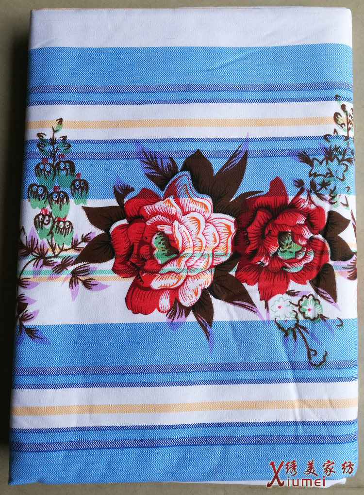 传统结婚床品老式棉粗布被里套婚庆被里被面布床单被单被底无字红黄条