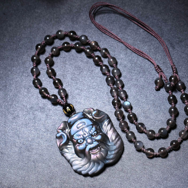 蕴然天然蓝眼冰种黑曜石吊坠男士项链礼物附证书大气款