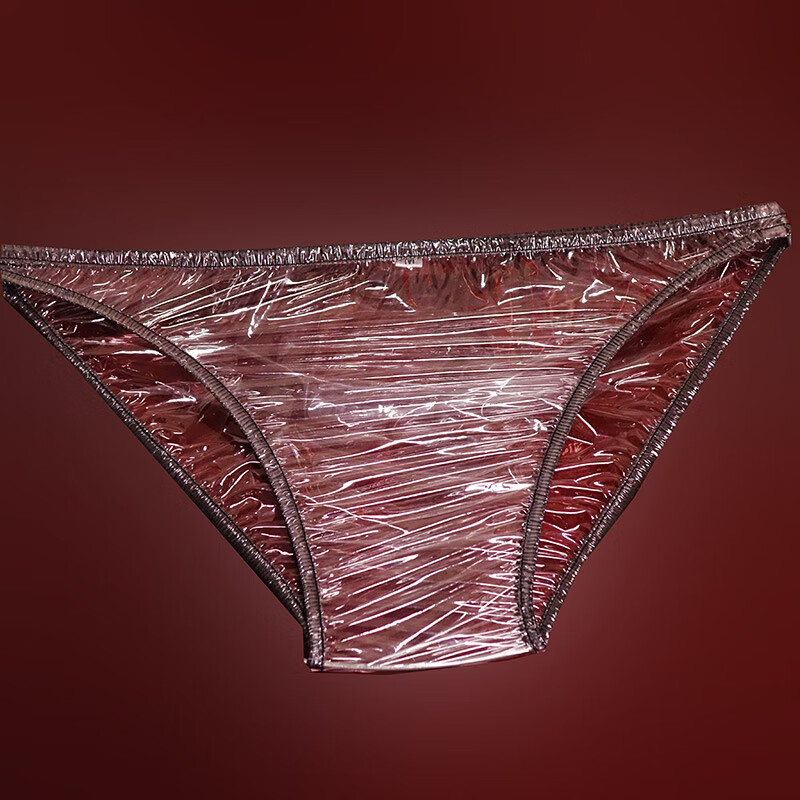 2021春新款性感诱惑超薄透明三角裤女塑料pvc紧身包臀内裤情侣裤 无色