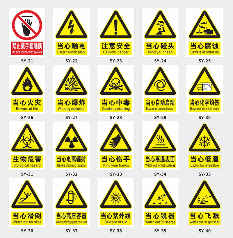 梦倾城实验室医院生物研究安全警示牌禁止吸烟当心触电标贴生物危害