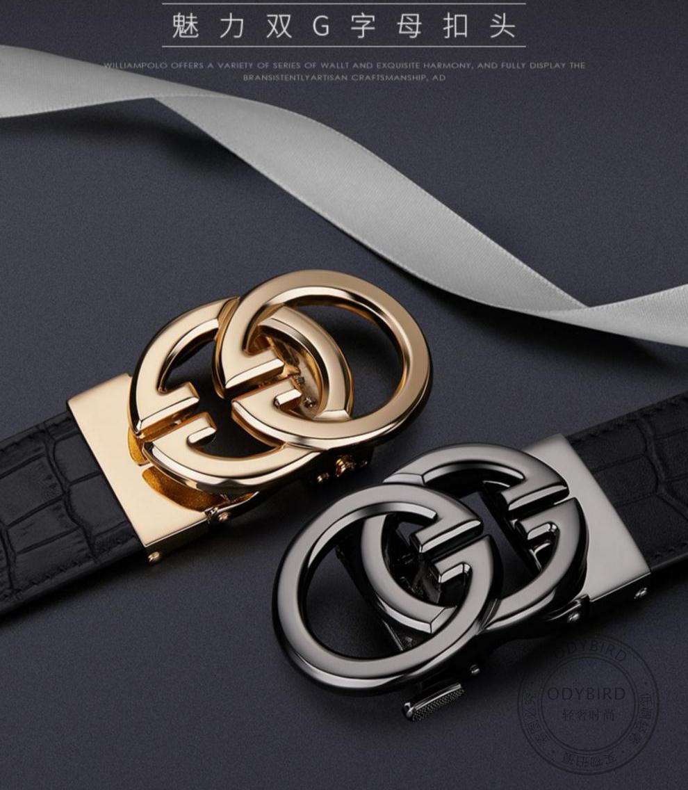 欧迪鸟品牌奢侈品皮带男士真皮自动扣腰带男头层牛皮商务百搭gg扣板扣