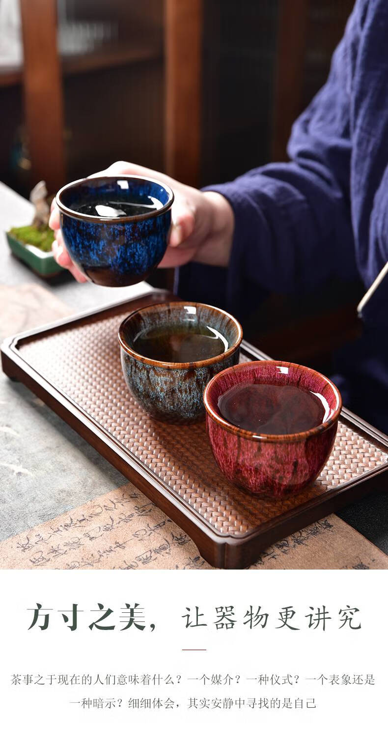 窑变建盏茶杯孔雀盏曜变茶盏天目釉陶瓷功夫主人杯品茗杯茶碗单杯生日