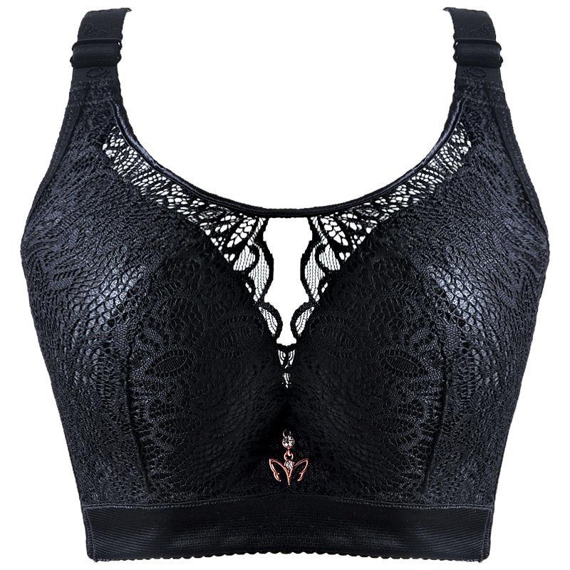 超大码全罩杯胸罩胖mm加肥加大码大码有钢圈薄款女文胸黑色聚拢调整型