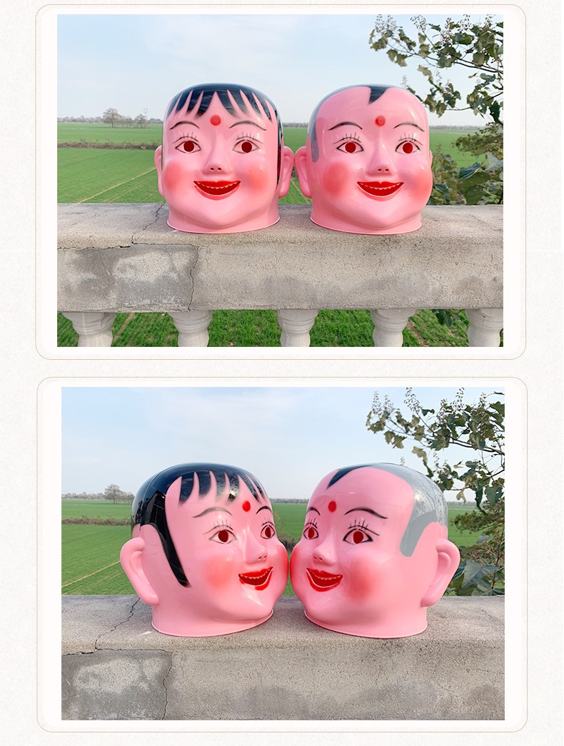 塑料大头娃娃头套面具男孩女孩社火秧歌舞龙舞狮演出衣服喜庆道具艾优