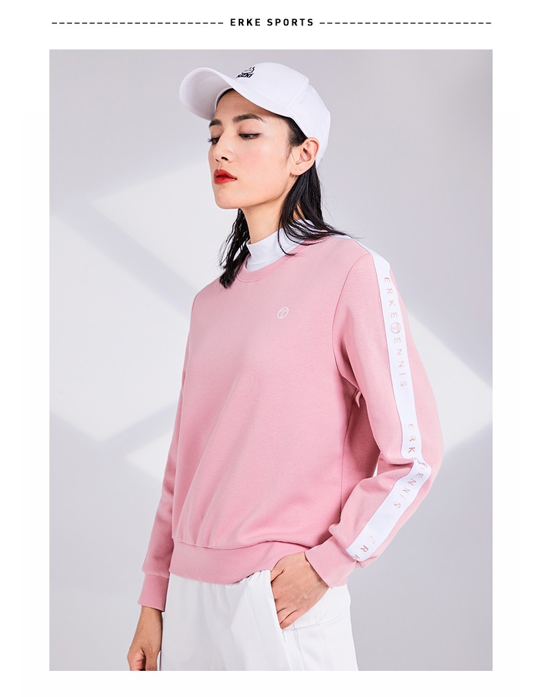 鸿星尔克女装卫衣女秋新上新女士运动卫衣套头卫衣时尚女上衣正白2xl