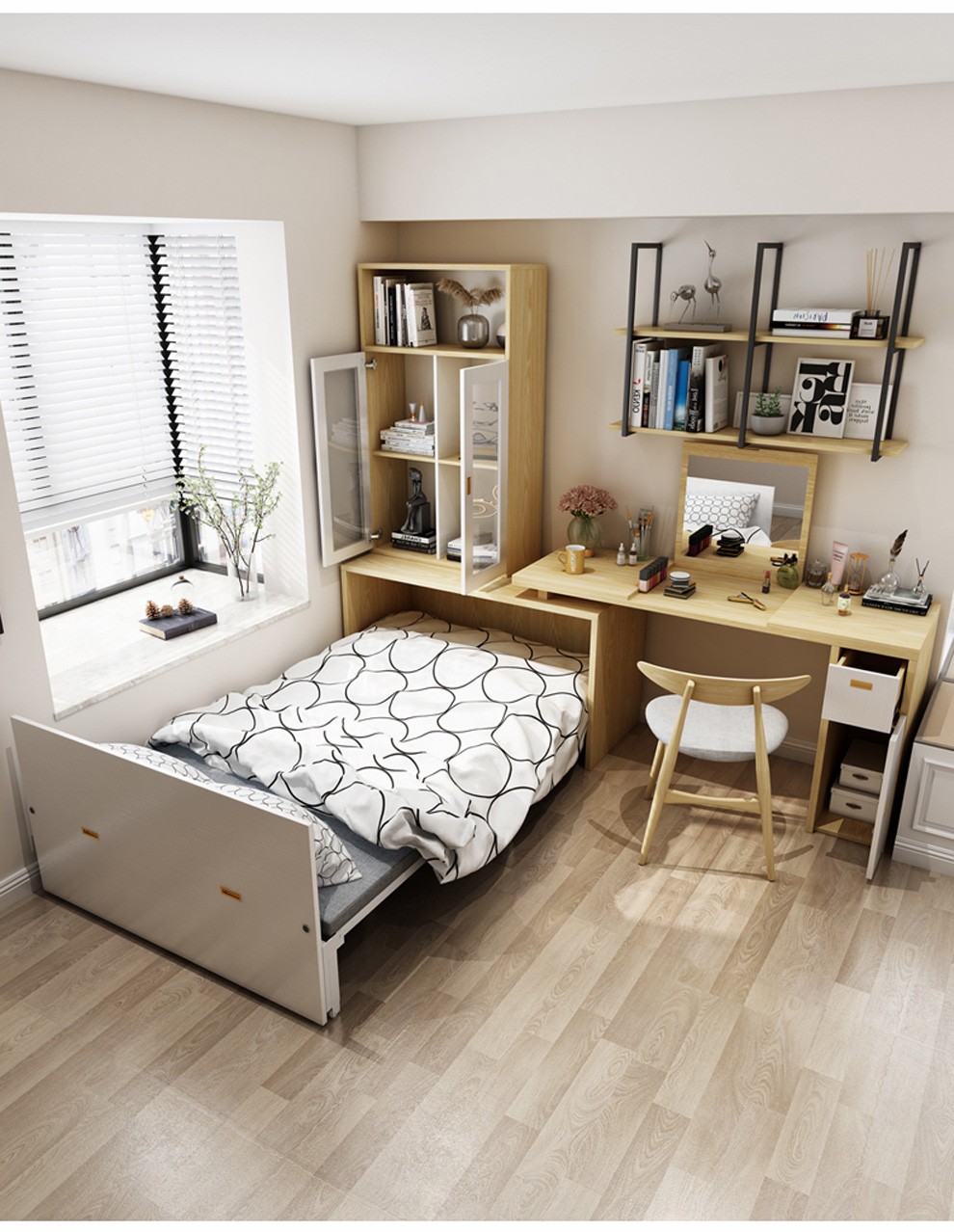 5米隐形床 书桌 书柜 请备注颜色-原木色/胡桃色【图片