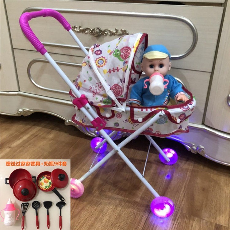 芭比娃娃的婴儿车 婴儿小推车玩具女孩过家家铁杆布娃娃女宝宝芭比