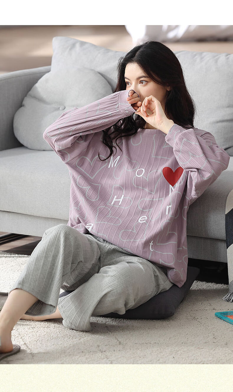 千奈美春秋季纯棉长袖圆领睡衣女生公主风甜美可爱卡通家居服套装yxd