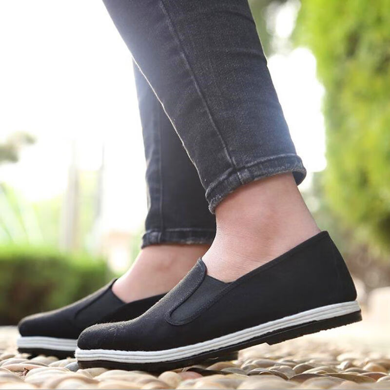 布鞋军板鞋老北京夏季千层底布鞋号中老年军单松紧口黑布鞋男鞋 老