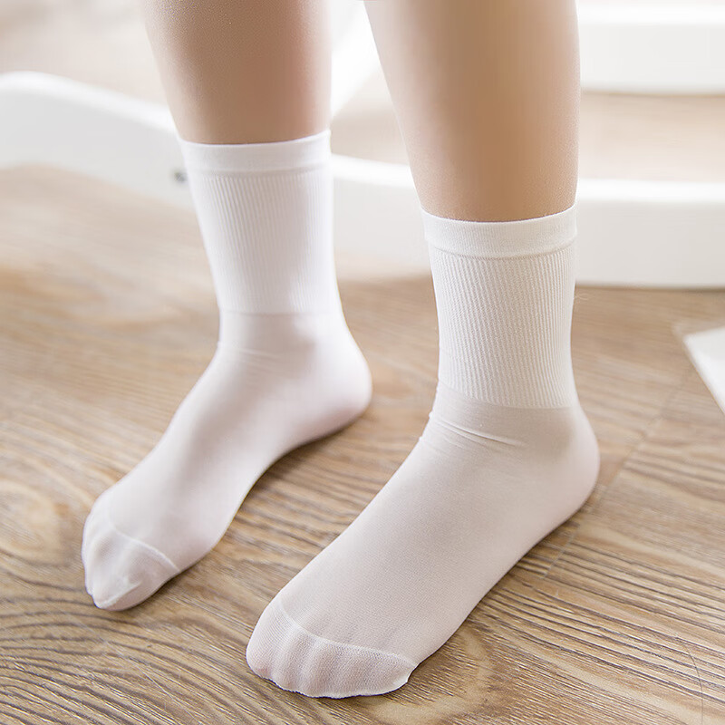 夏季薄款女童男童宝宝袜子婴儿袜水晶丝短袜中大童玻璃袜 白色10双 s