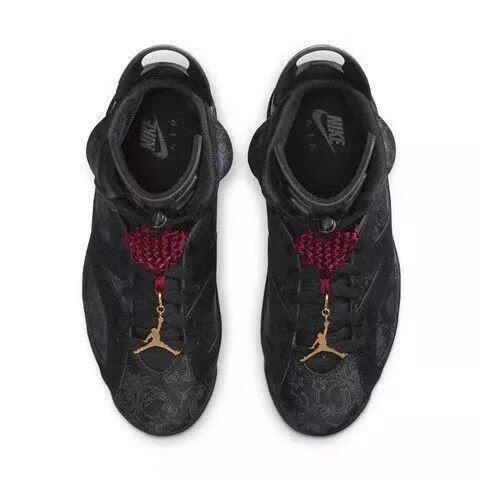 秋季款air乔6黑丝绸刺绣中国结中帮男女实战篮球鞋40黑丝绸