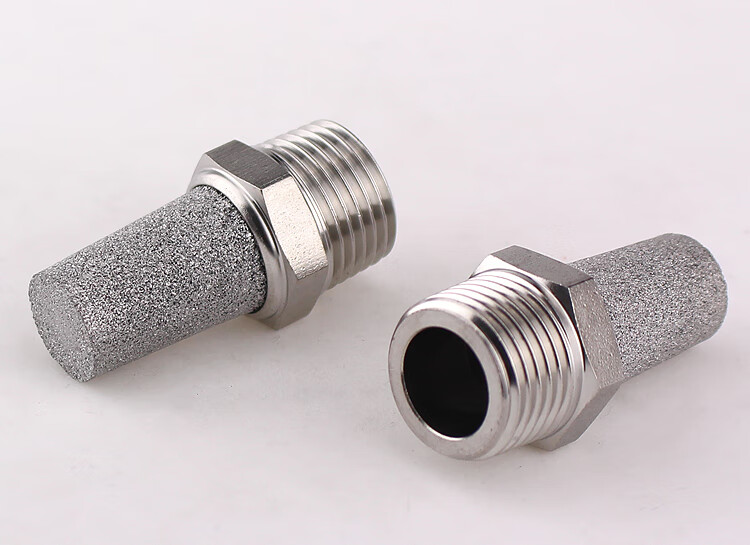 304不锈钢气动消声器平头消音器电磁阀用降噪王2分空气过滤器 圆头3分