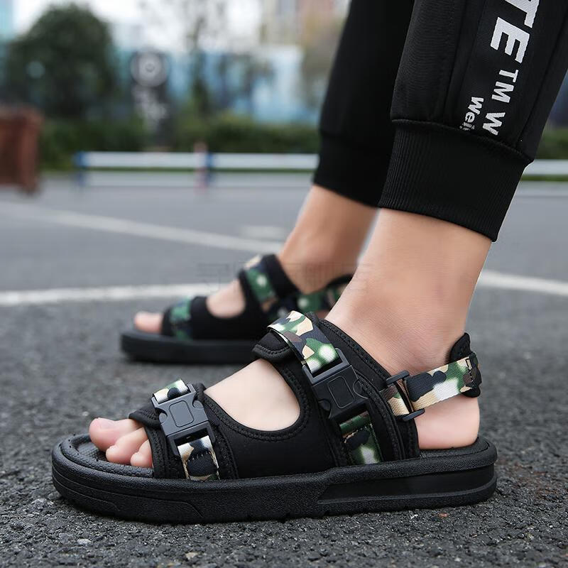 初高中生男生凉鞋外穿百搭平底鞋男夏天韩版10男孩12休闲13大童软底14