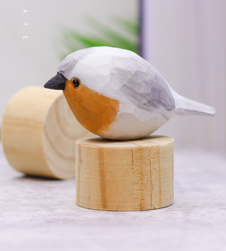肥啾鸟可爱小胖鸟摆件系列纯手工肥啾鸟车载摆设木雕创意礼物粉红小鸟
