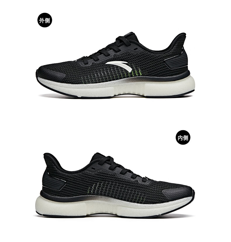 安踏bubble泡泡跑鞋男鞋2020春季新款回弹缓震跑步鞋轻便运动鞋子 黑