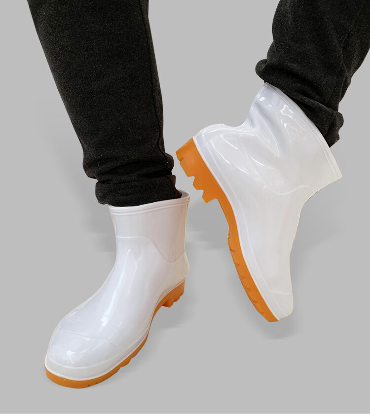 食品厂用白色雨鞋食堂雨靴食品卫生靴矮筒厨房水鞋套鞋低筒耐油耐磨白