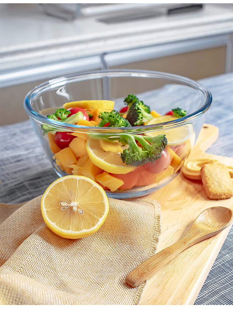 吃饭微波炉专用大号单个蔬菜水果捞沙拉碗 2100ml(耐高温)无铅玻璃碗
