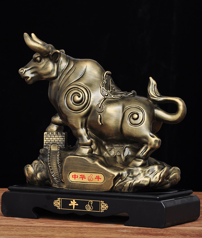 牛气冲天牛摆件牛家居摆设新店铺开业礼品办公室老板桌工艺品 中号