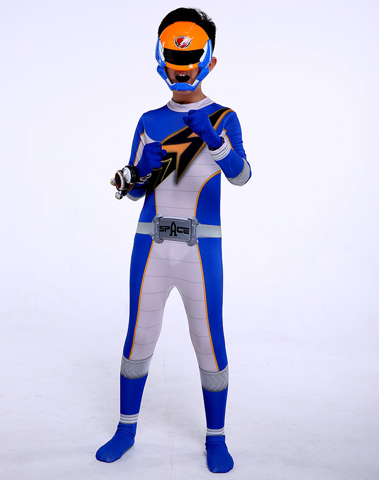 儿童巨神战击队服装表演衣服紧身铠甲勇士演出服cos儿童表演服蓝色巨