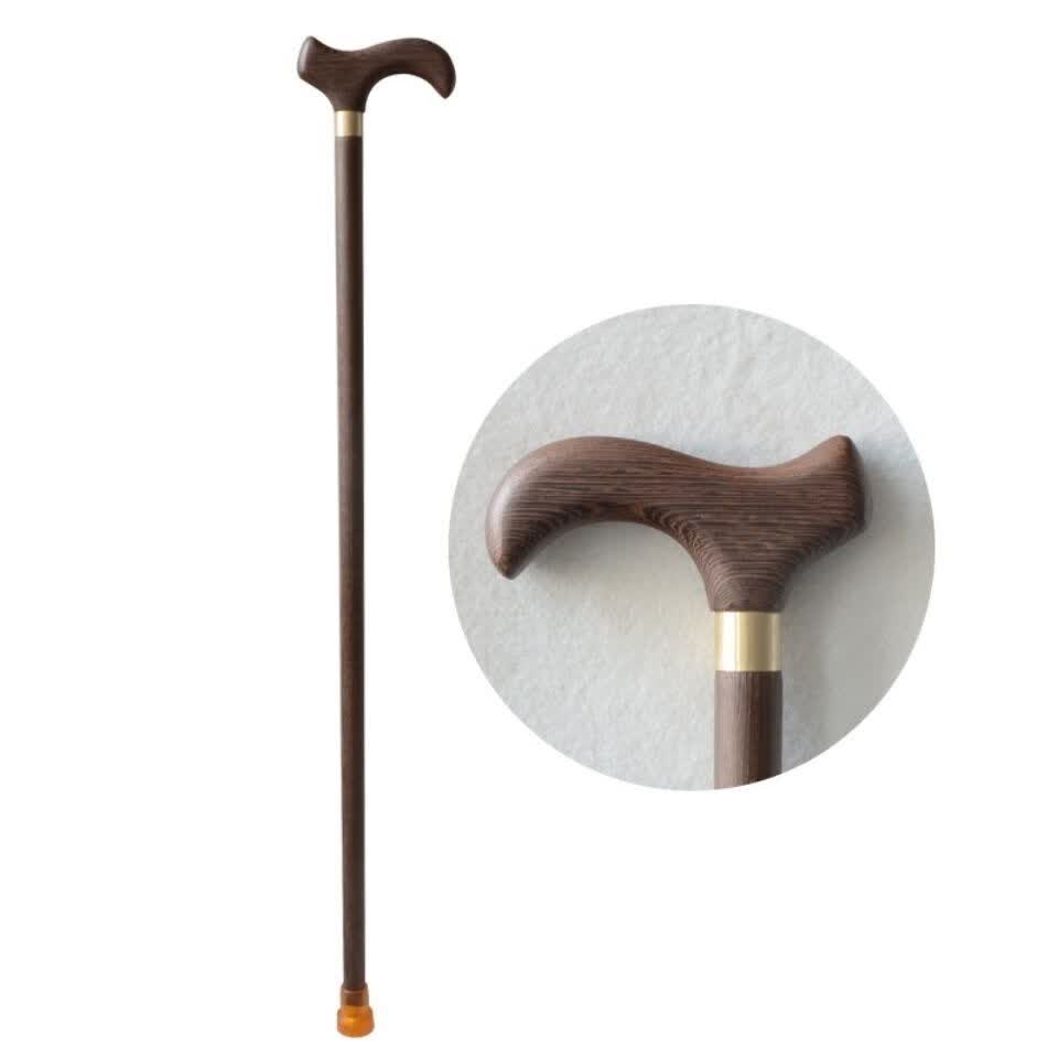 适用于乌木高档老人防滑拐杖实木圆头拐棍三节红木手杖助行器木拐杖