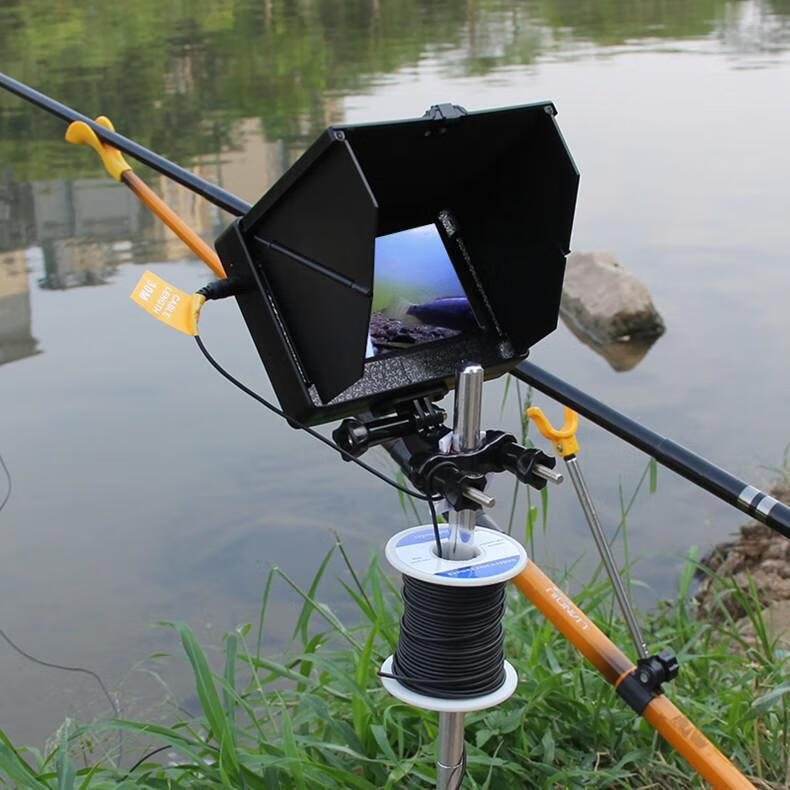 浑水神器套钓鱼竿探鱼器钓鱼超高清水下夜视锚鱼杆渔具5寸屏9000轮无