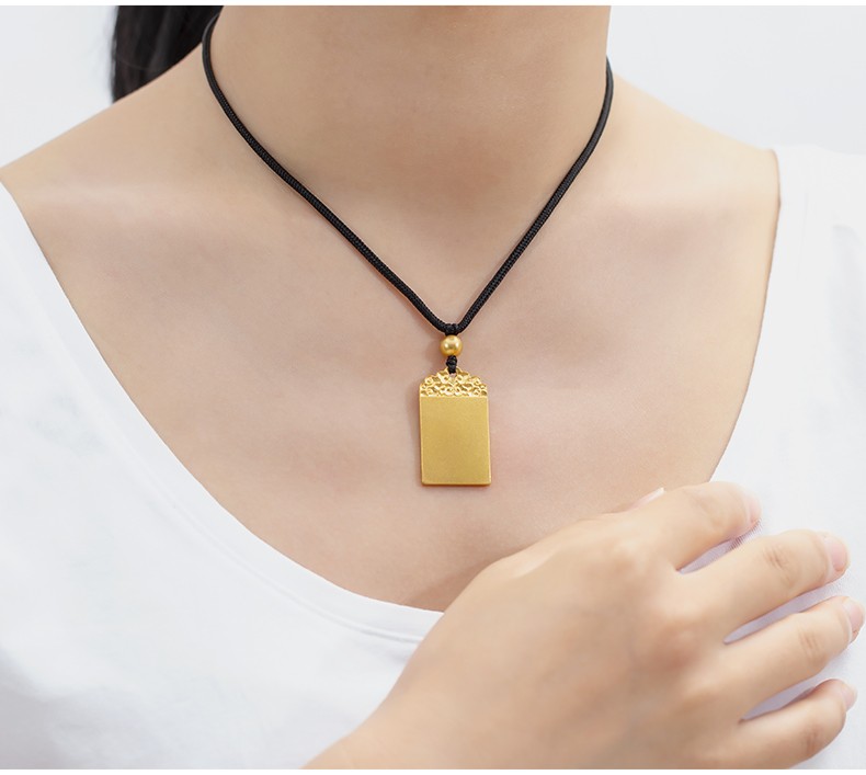 老凤凰同款凯福古法黄金平安无事牌足金999实心吊坠牌项链挂坠男女款