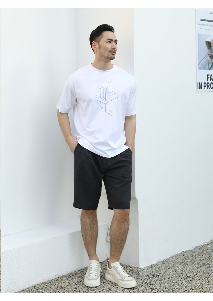 短袖t恤男高端120支棉uoe夏季h刺绣液氨t恤士休闲宽松廓型百搭打底衫