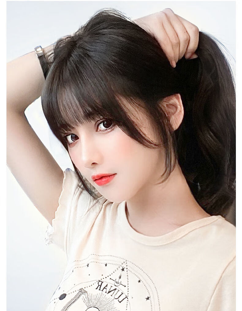 网红法式刘海假发女3d真发隐形修颜假刘海自然无痕头顶假发片圆脸 花