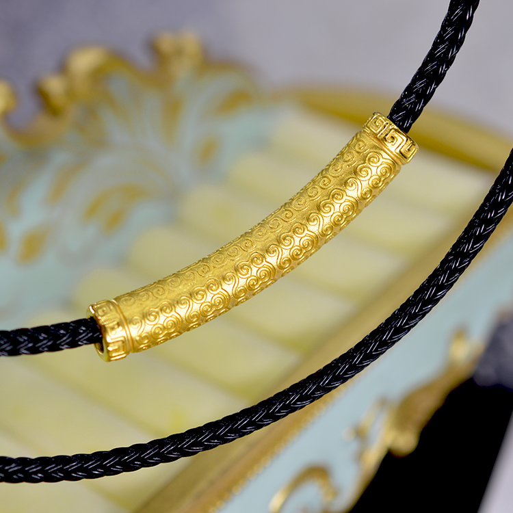 梦赤心3硬金祥云筒黄金回文转经筒情侣款足金999吊坠项链男女款烤漆款