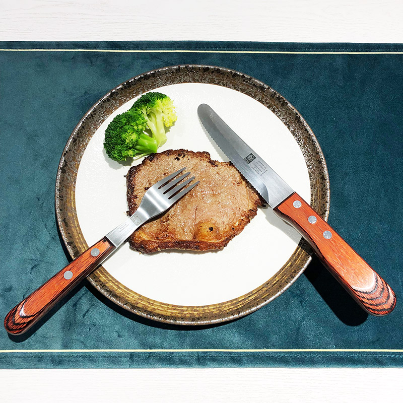 牛排刀具 进口不锈钢锯齿切牛排刀叉正餐刀主餐古典欧式木制柄西餐
