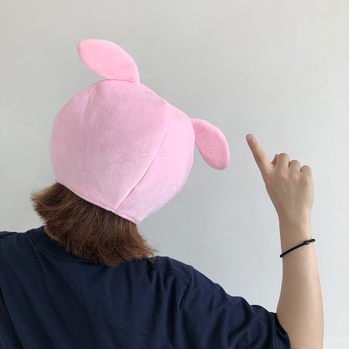 ins少女心毛绒可爱卡通垂耳朵粉色猪猪头套帽子仙女拍照道具hys 粉色