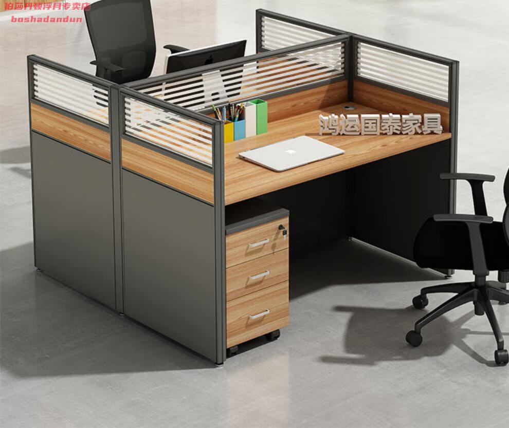位简约现代l型员工4/6屏风卡位办公室桌椅组合 l型单人位(带柜)【图片