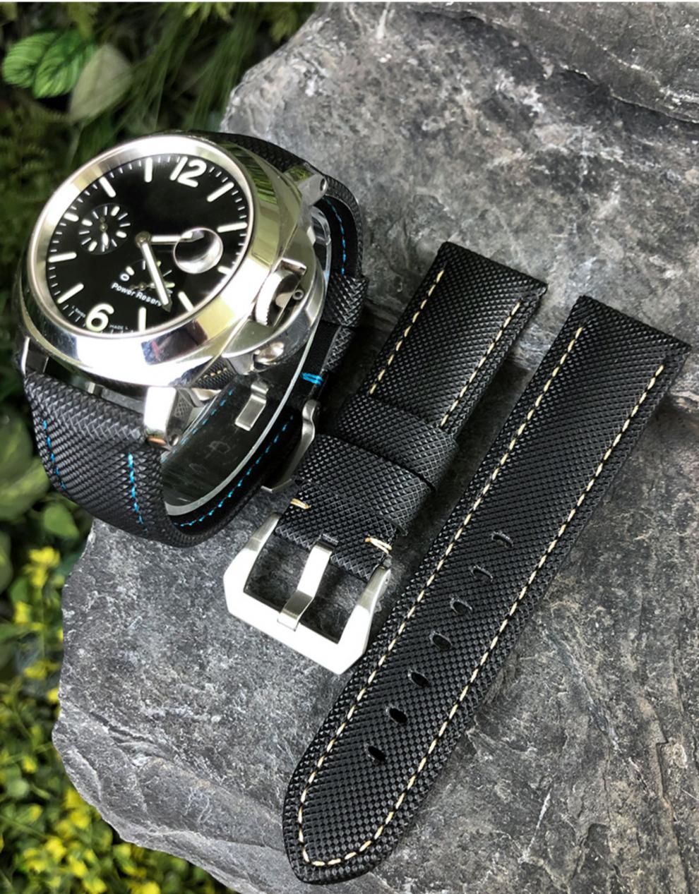 【官方旗舰】沛纳海表带原装格纹表带441pam01661真表皮带 24mm 黑色