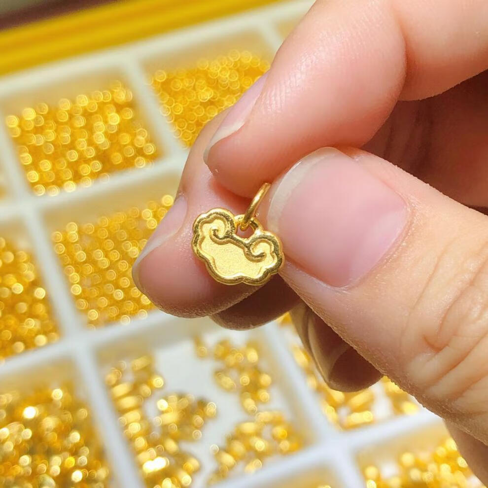 999硬黄金祥云锁片手链足金吊坠锁牌祥云如意金锁锁片吉祥如意圣诞