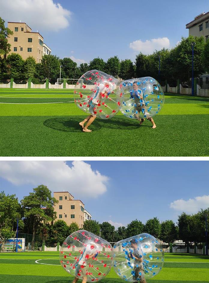 抖音网红充气碰碰球碰撞球冲气彩色雪草地游戏道具气模击撞球结实 pvc