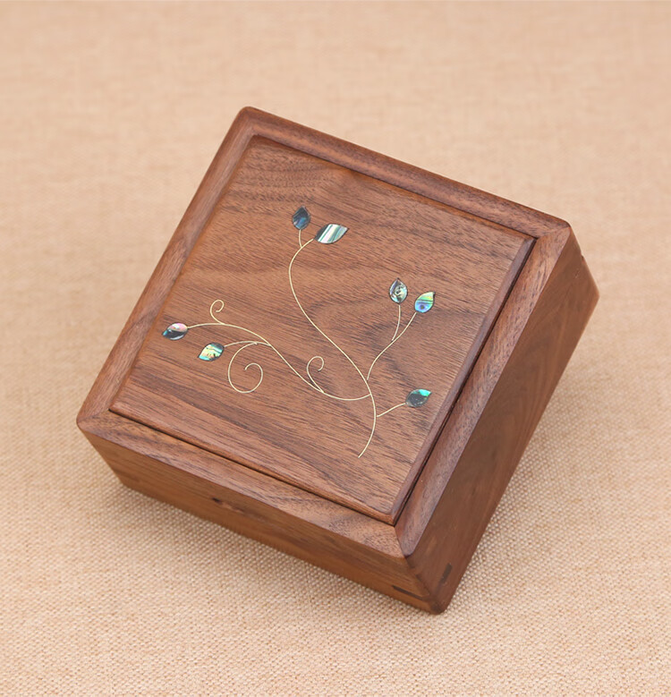 奈希森红木工艺品胡桃木嵌螺钿收藏盒文玩珠宝玉器收纳盒榫卯结构首饰