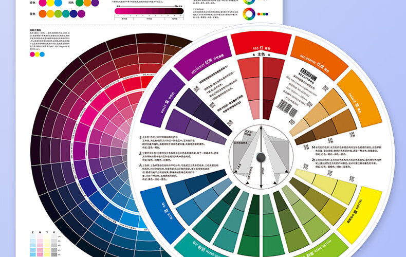 色輪卡24色相環海報套裝中文版顏色彩搭配色知識油漆比例定製色盤卡表