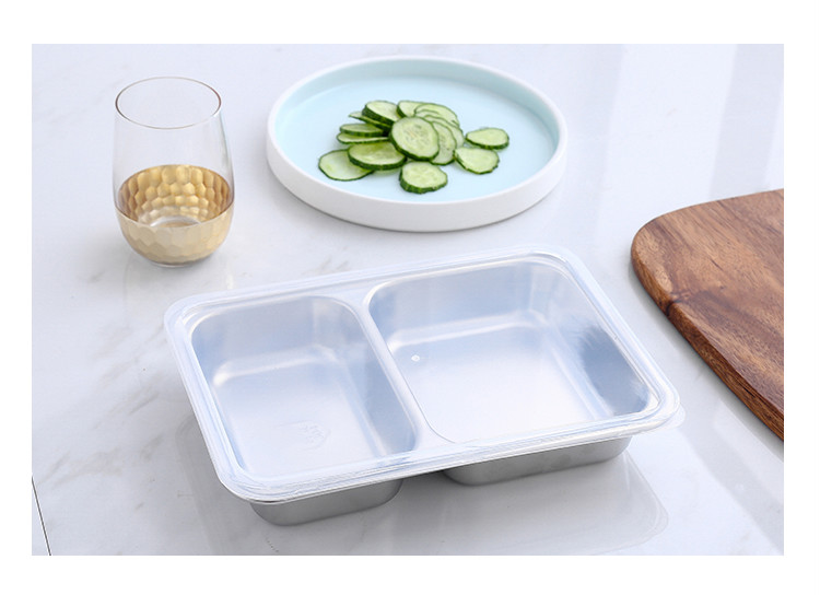 304不锈钢餐盘长方形快餐盘学生食堂分格饭盒幼儿园儿童饭盘四格 小深