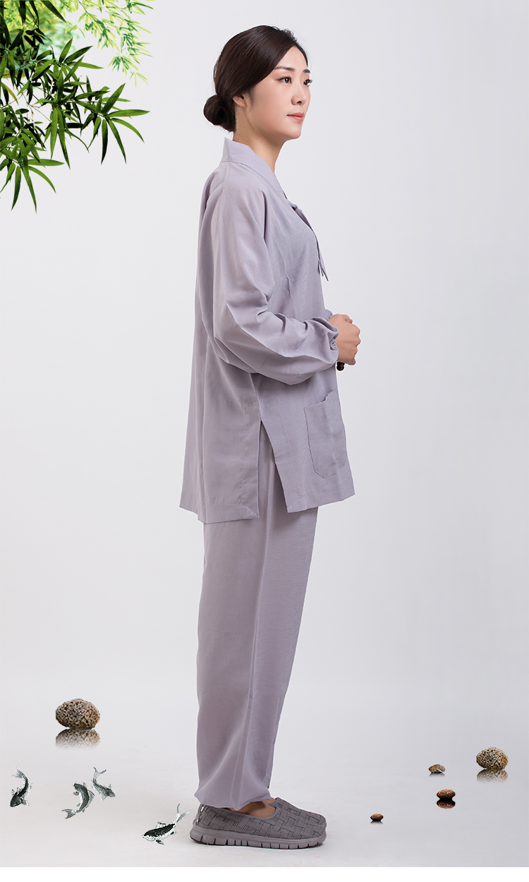 出家人僧人穿的衣服 佛教用品居士服女夏季台麻禅修服飘带居士套装
