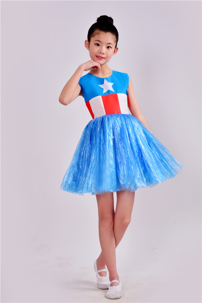 手工环保衣服幼儿园亲子走秀服装成人时装秀 美国队长男款 盾牌面具