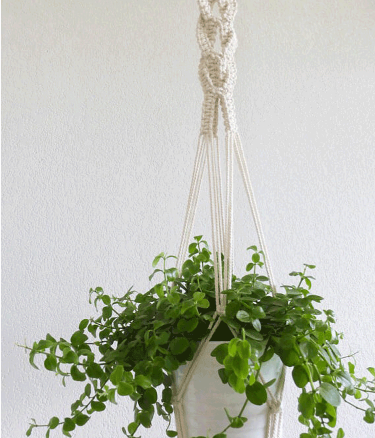 白萱北欧手工编织挂毯绳编吊篮花盆花架客厅卧室墙饰吊饰手编花盆网兜