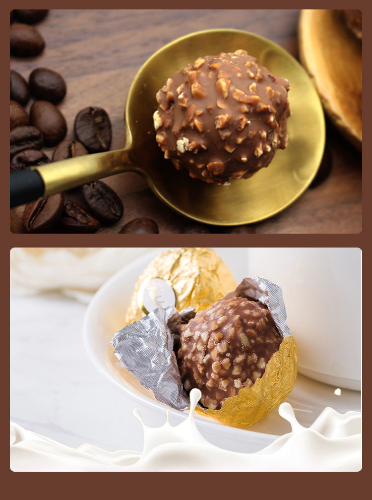 金莎球果仁夹心巧克力伊诺滋金沙球桶装礼品休闲零食年货 一斤盒装(40