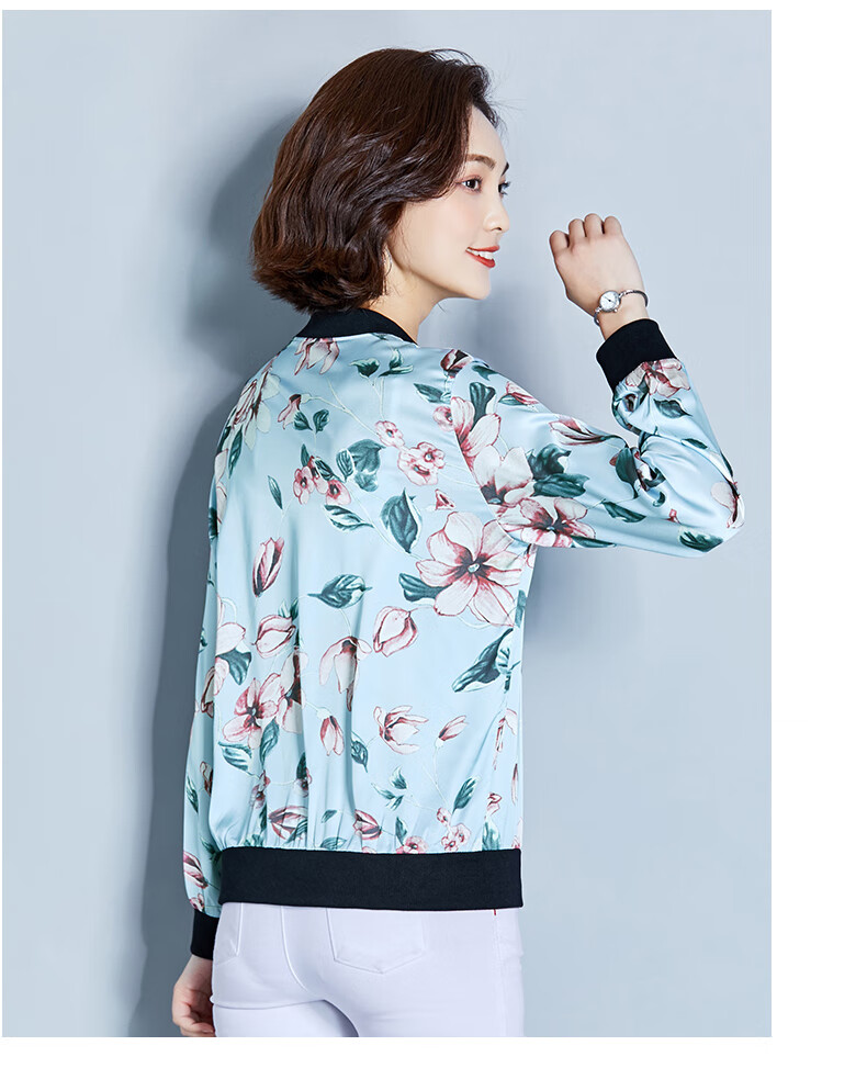 【美丽新风尚】2020夏装真丝小衫夹克上衣棒球服桑蚕丝女士春秋外套短