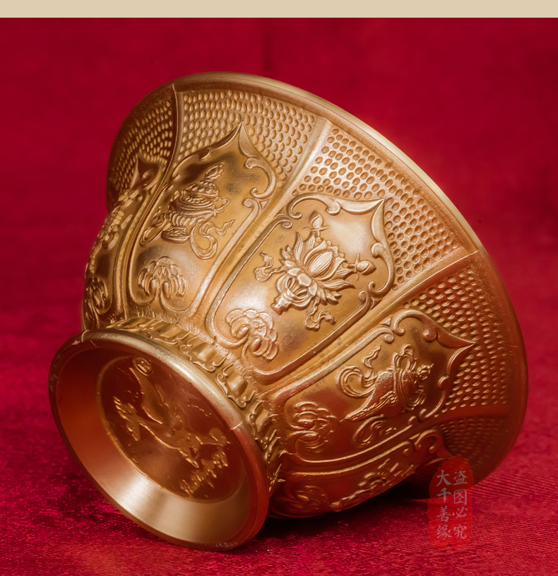 八吉祥供水杯供佛杯纯铜佛前摆件家用矮脚供水碗1套八供杯圣水杯大号