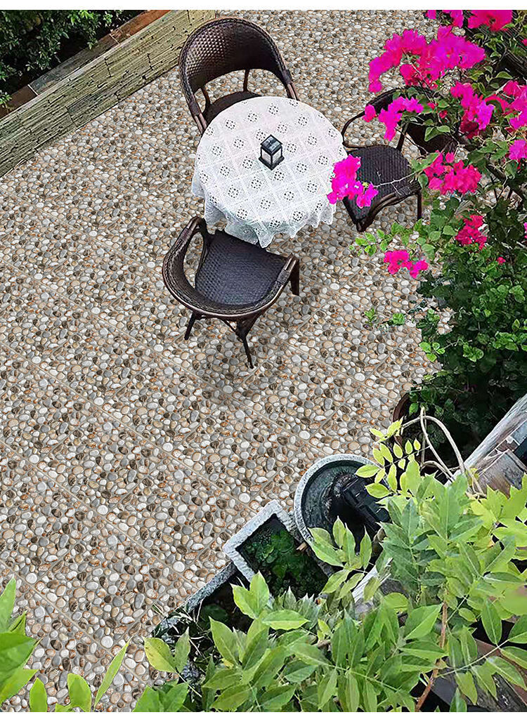 户外院子鹅卵石地砖室外花园防滑瓷砖户外庭院露台阳台仿古地砖5d4102