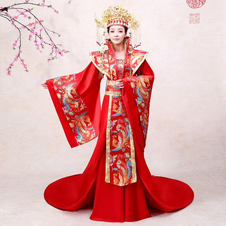 唐朝皇后武则天古装女汉服皇帝龙袍男唐装大码中国风女装 黄色 均码