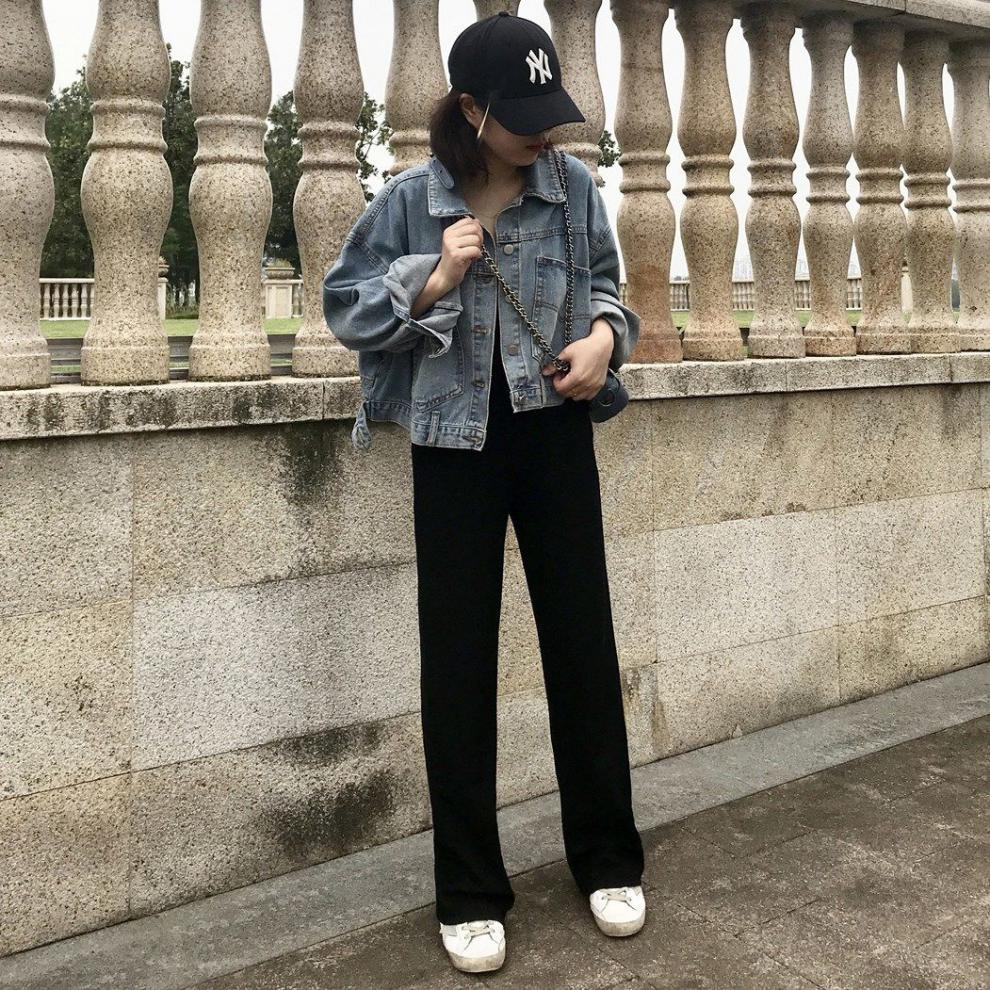 大码垂感cec学生阔腿裤女春秋休闲宽松直筒西装裤胖mm冬季九分裤 611