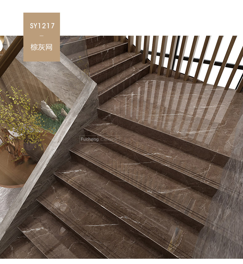 一体式楼梯瓷砖全通体大理石阶砖平台砖别墅室内滑梯踏步砖sy002其它